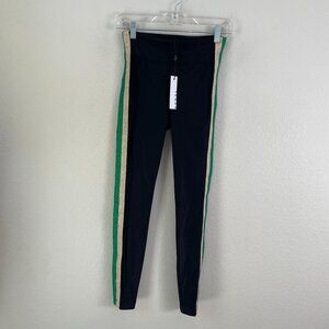 NEW KORAL Womens Small High Rise Energy Trainer Leggings Green Glitter Stripe